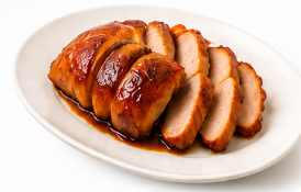 Sliced roast chicken on a plate